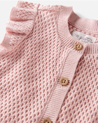 Baby Organic Cotton Crotchet Knit Romper, image 2 of 3 slides