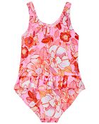 Neon Floral One Piece Swimsuit, image 2 of 2 slides