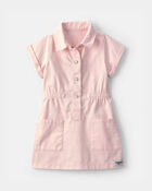 Toddler Girl Twill Button-Up Utility Dress - Pink, image 1 of 4 slides
