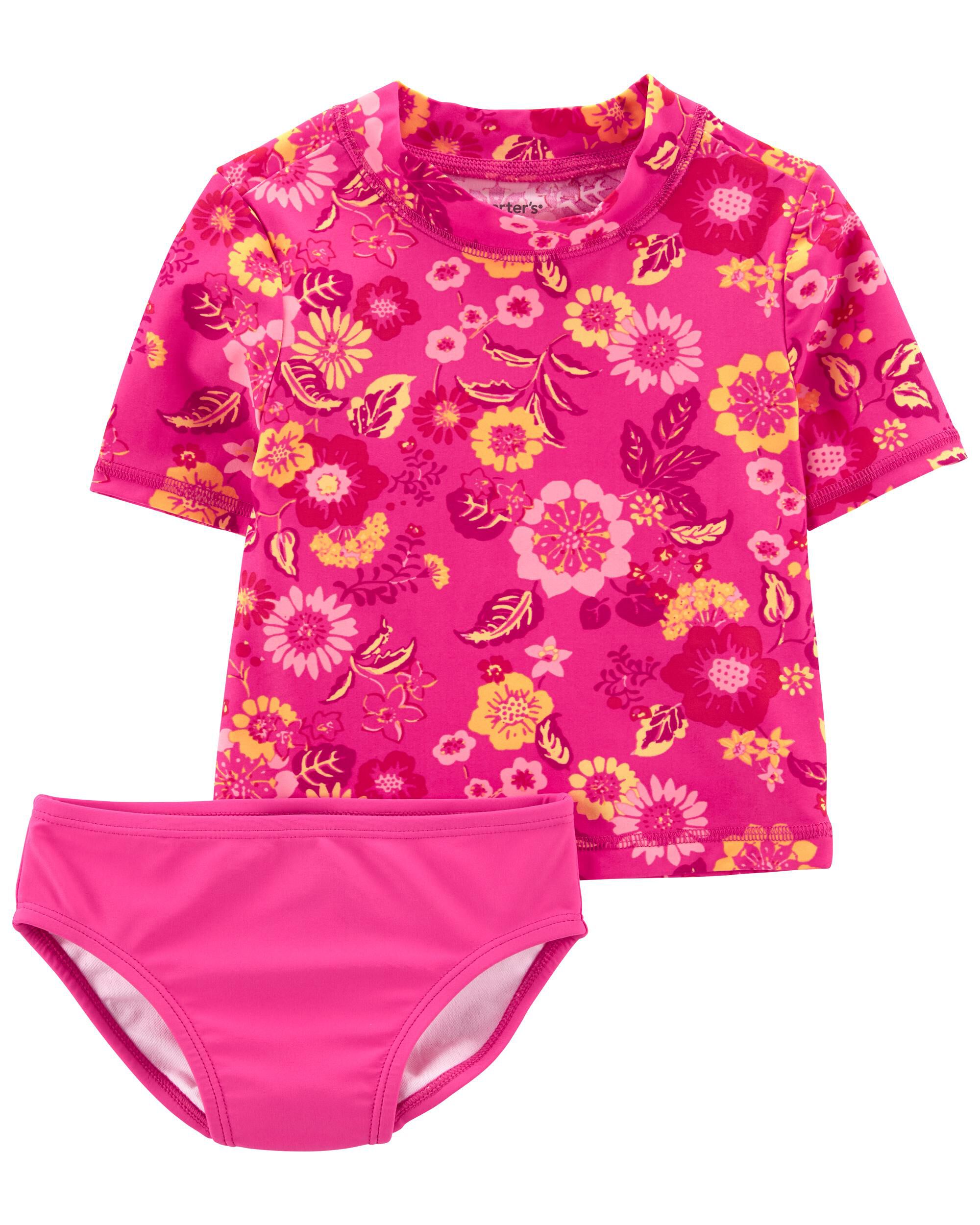 Pink Floral 2 Piece Rashguard Set Carter s Oshkosh Canada