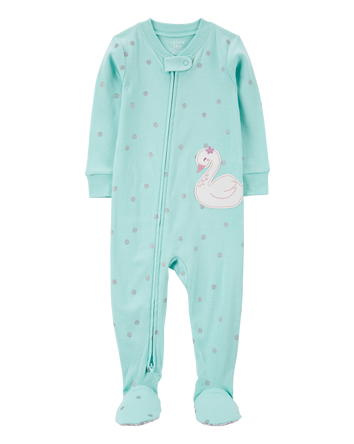 Baby 1-Piece Swan Print 100% Snug Fit Cotton Footie Pyjamas, 