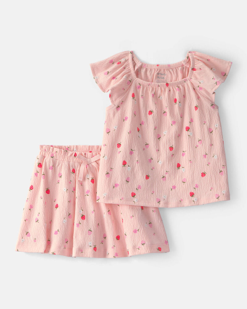 Toddler Girl 2-Piece Strawberry Top & Skort Set - Pink, image 1 of 4 slides