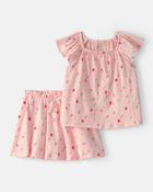 Toddler Girl 2-Piece Strawberry Top & Skort Set - Pink, image 1 of 4 slides