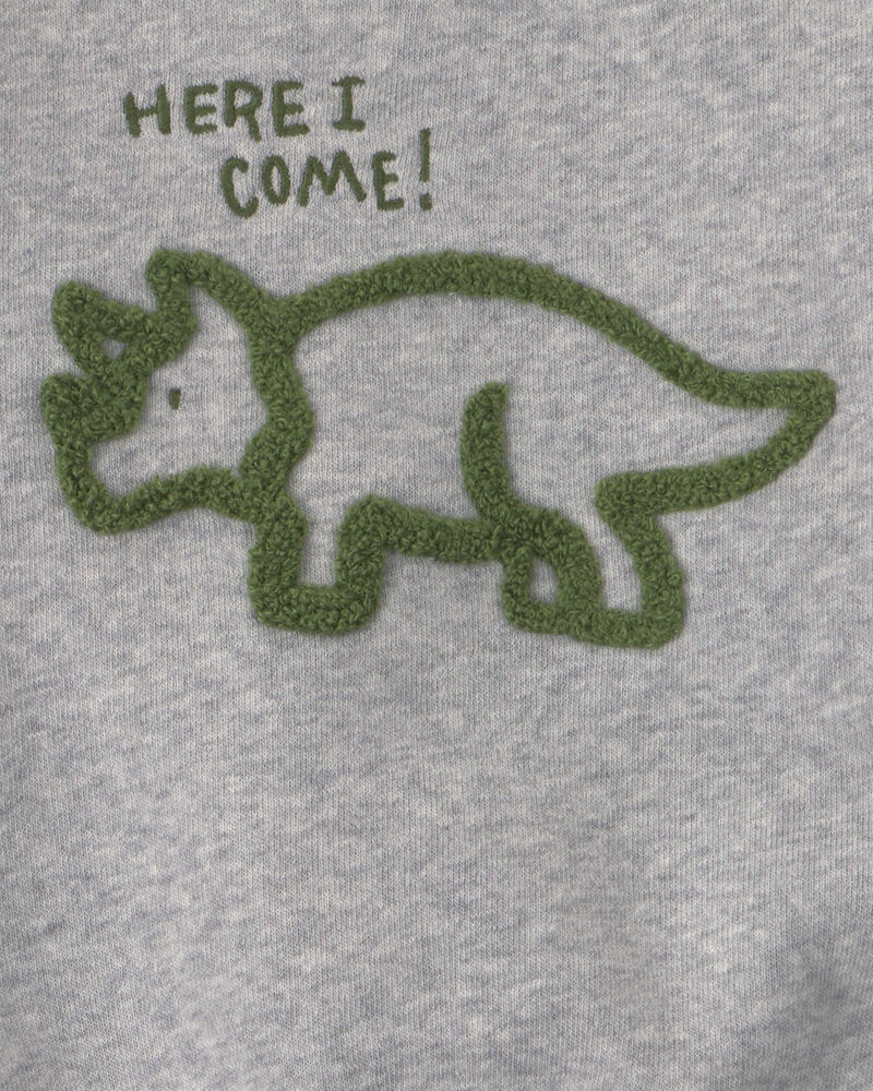 Baby Boy 2-Piece Dinosaur Fleece Pullover & Pant Set - Grey, image 3 of 5 slides