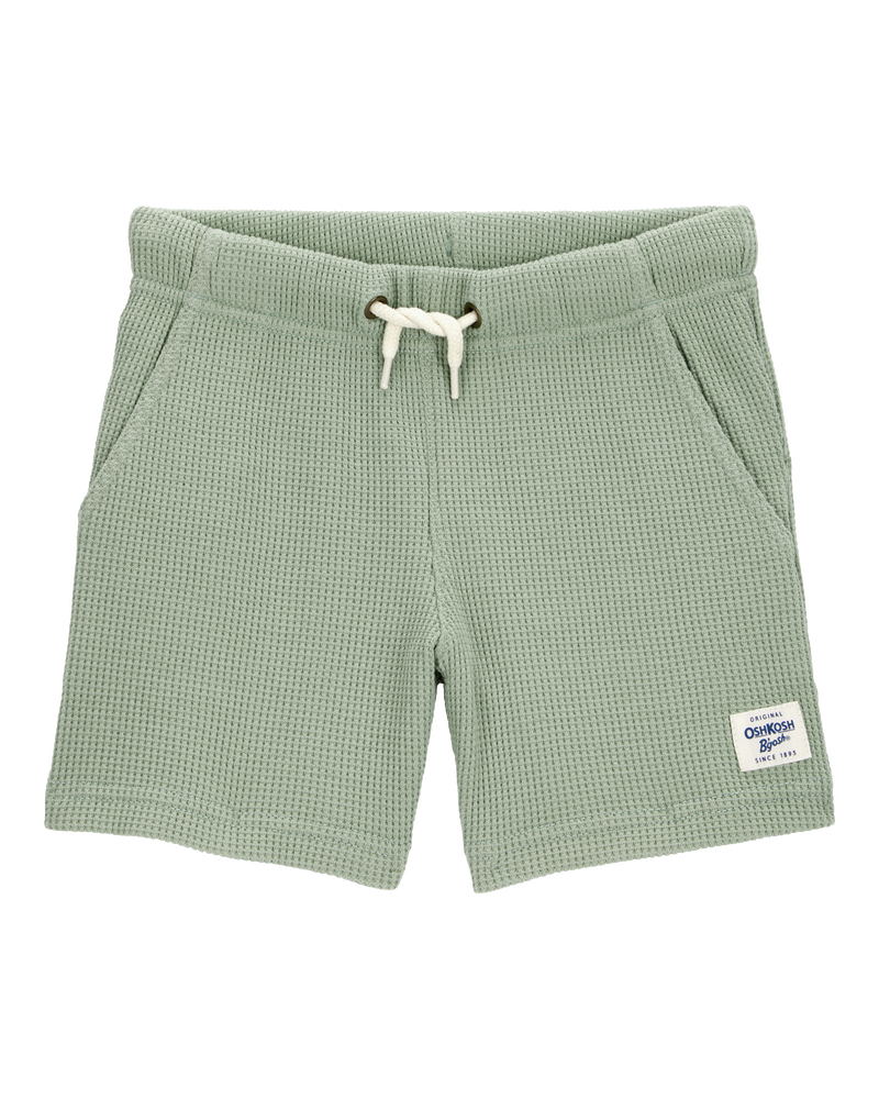 Toddler Waffle Knit Drawstring Shorts - Green, image 1 of 7 slides