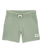 Toddler Waffle Knit Drawstring Shorts - Green, image 1 of 7 slides