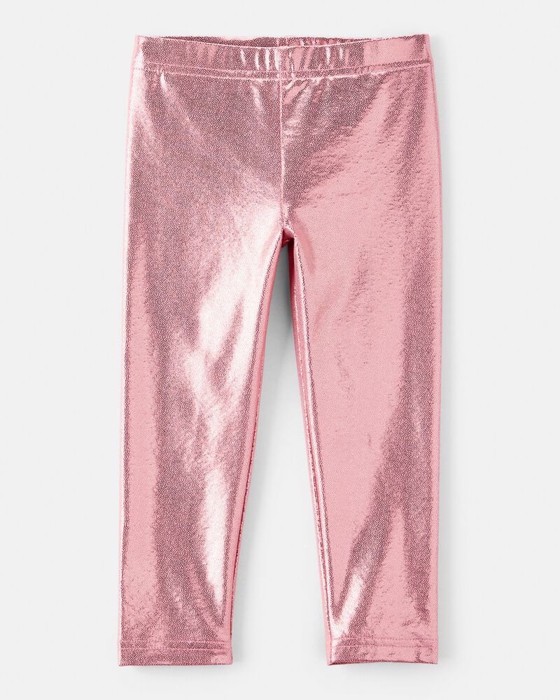 Toddler Girl Pull-On Stretch Metallic Leggings - Pink, image 1 of 4 slides