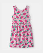 Girls Watermelon Sleeveless Knit Dress - Pink, image 2 of 4 slides