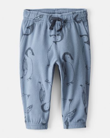 Baby Boy Penguin Fleece Joggers - Blue, 