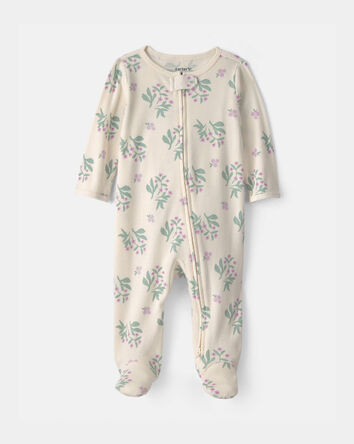B&eacute;b&eacute; fille - Grenouill&egrave;re ajust&eacute;e &agrave; motif floral - Cr&egrave;me, 