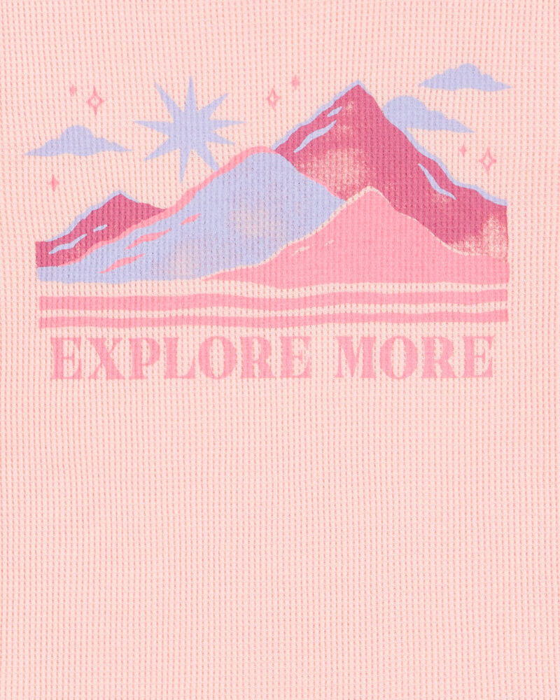 Kid Waffle Knit Long-Sleeve Tee - Pink, image 3 of 4 slides