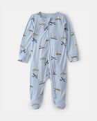 B&eacute;b&eacute; gar&ccedil;on - Grenouill&egrave;re PurelySoft avec fermeture &agrave; glissi&egrave;re 2 sens, avion - Bleu, image 1 sur 5 diapositives