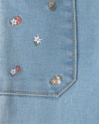 B&eacute;b&eacute; fille - Jean jambe large &agrave; motif floral brod&eacute; - D&eacute;lav&eacute; clair, image 3 sur 3 diapositives