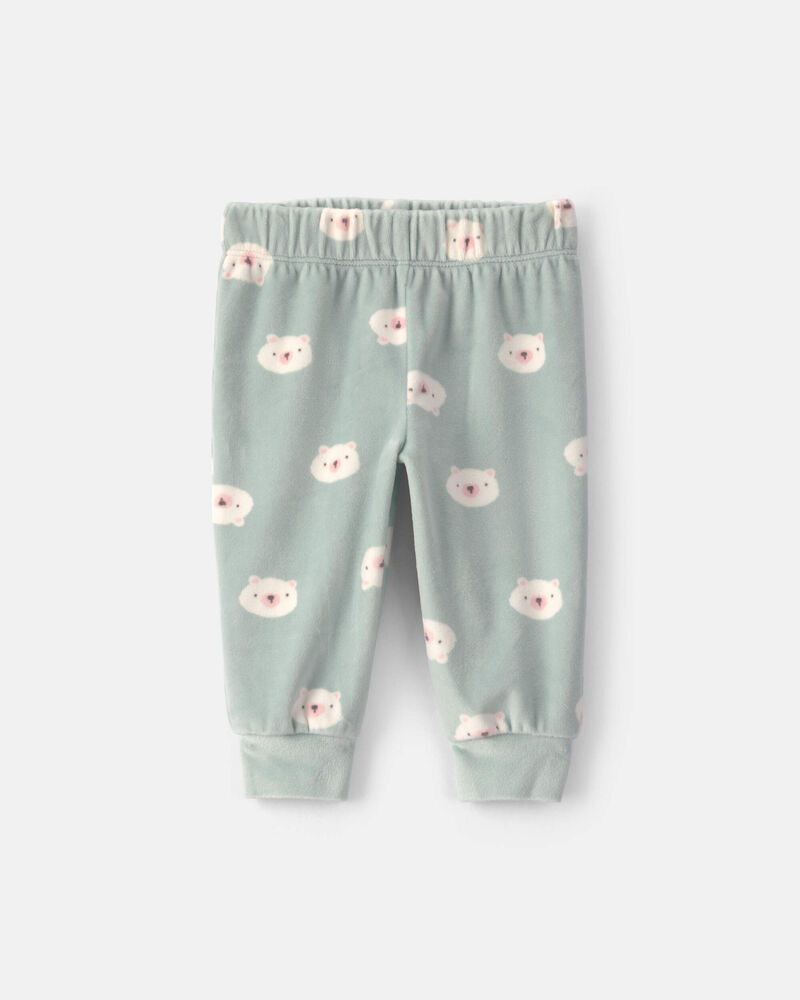 Baby Girl 3-Piece Bear Long-Sleeve Top & Pant Set - Green, image 1 of 3 slides