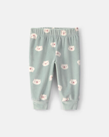 Baby Girl 3-Piece Bear Long-Sleeve Top & Pant Set - Green, 