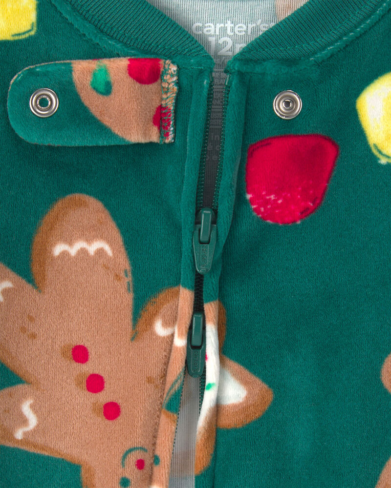 B&eacute;b&eacute; - Pyjama ajust&eacute; 1-pi&egrave;ce en DreamPlush avec pieds et fermeture &agrave; glissi&egrave;re double sens &agrave; motif pain d&rsquo;&eacute;pice de No&euml;l &ndash; Rose, image 3 sur 4 diapositives