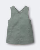Toddler Girl Otter Pocket Denim Jumper - Olive, image 2 of 6 slides
