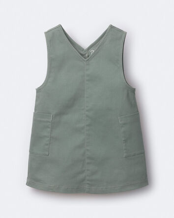 Toddler Girl Otter Pocket Denim Jumper - Olive, 