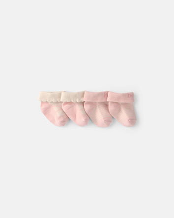 Baby Girl 2-Pack 'Hello Baby' Foldover Booties - Pink, 