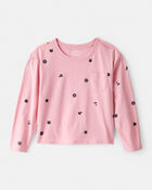 Girls Icon Print Long-Sleeve Top - Pink, image 1 of 3 slides