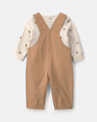 Baby Boy 2-Piece Football Long-Sleeve Overall Set - Brown, image 2 of 6 slides