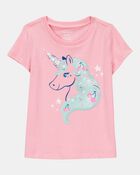 Toddler Girl Horse-Print Short-Sleeve Graphic Tee - Pink, image 1 of 3 slides