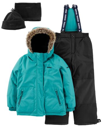 Kid 2-Piece Snowsuit With Bonus Hat And Neck Warmer, 