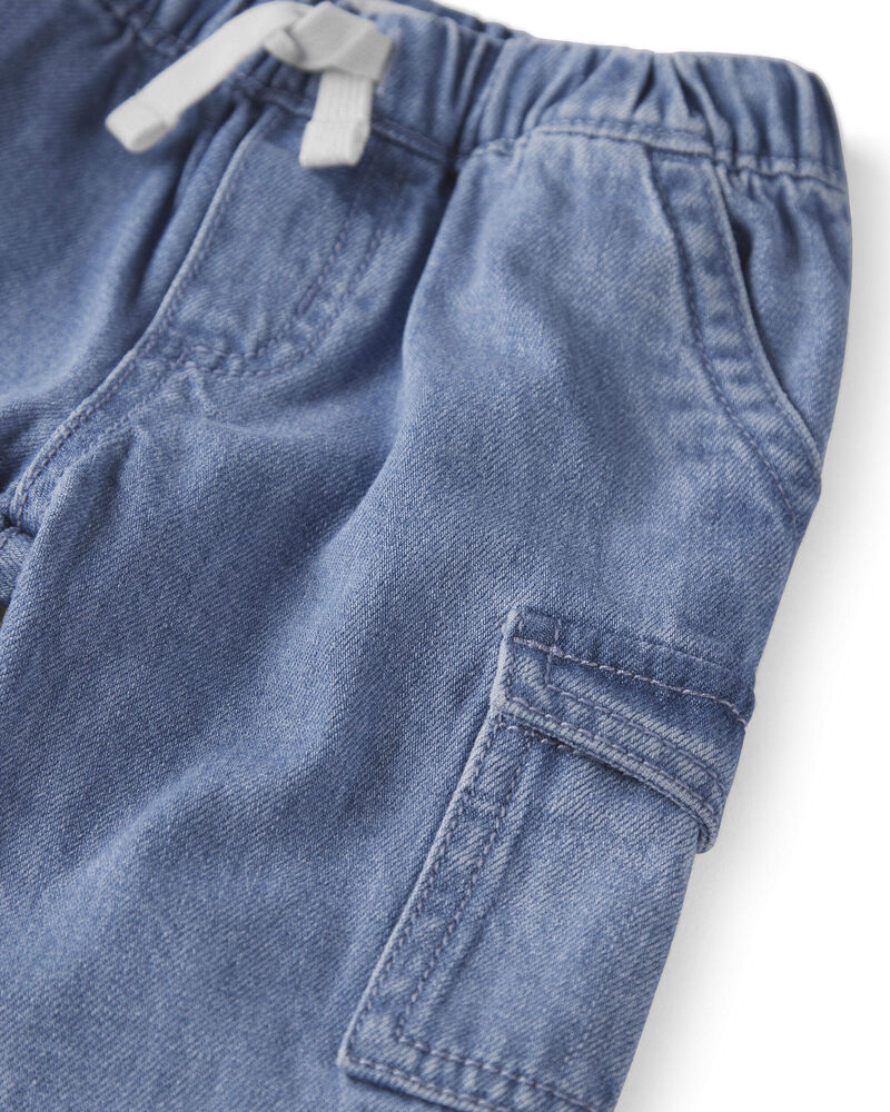 Baby Organic Cotton Denim Cargo Pants, image 3 of 6 slides