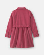 Filles - Robe en velours c&ocirc;tel&eacute; &agrave; manches longues avec broderie &ndash; Rose, image 2 sur 3 diapositives