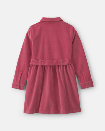 Filles - Robe en velours c&ocirc;tel&eacute; &agrave; manches longues avec broderie &ndash; Rose, 