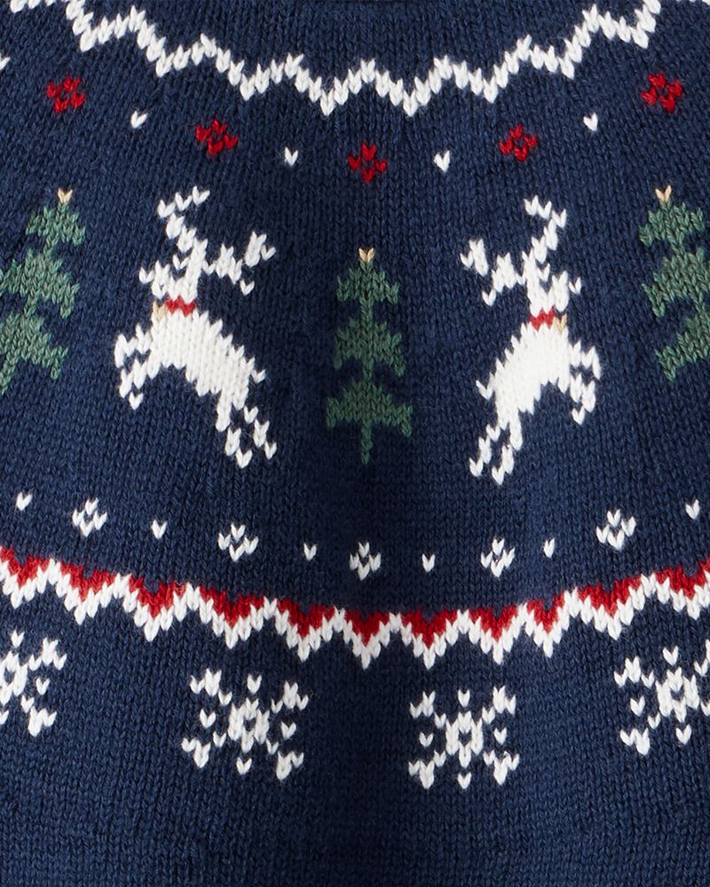 Toddler Organic Cotton Fair Isle Sweater Knit Pullover, image 4 of 5 slides