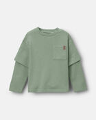 Toddler Long-Sleeve Layered Top - Olive, image 2 of 6 slides