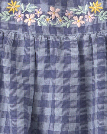 B&eacute;b&eacute; fille - Haut en serg&eacute; &agrave; carreaux - Bleu, 
