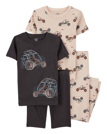 Kid 4-Piece Race Car 100% Snug Fit Cotton Pyjamas, 