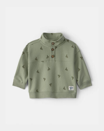 Baby Boy Cactus French Terry Pullover Sweatshirt - Olive, 