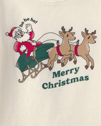 Toddler 'Merry Christmas' Santa Long-Sleeve Graphic Tee - Cream, 