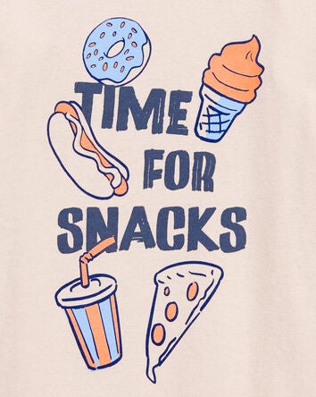 Toddler Time For Snacks Cotton Blend Long-Sleeve Tee - Khaki, 