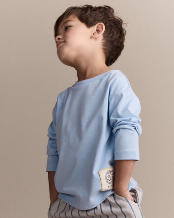 Toddler Pizza Long-Sleeve Relaxed Tee - Blue, 