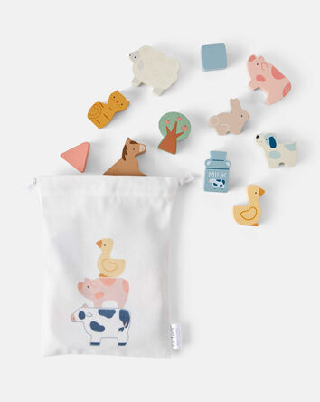 Ensemble de jouets d&rsquo;&eacute;veil de type ferme d&rsquo;animaux en bois, 