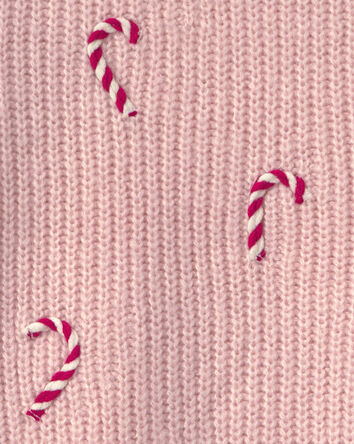Toddler Girl Candy Cane Sweater - Pink, 