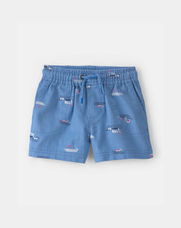 Baby Boy Sailboat Twill Shorts - Blue, 
