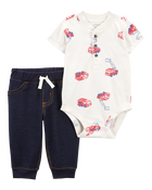 Baby 2-Piece Firetruck Bodysuit Pant Set, image 1 of 3 slides