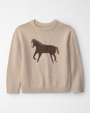 Jeune - Chandail en tricot de coton biologique &agrave; motif cheval, 