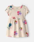 Baby Girl Floral Short-Sleeve Dress - Cream, image 1 of 4 slides