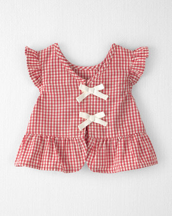 B&eacute;b&eacute; fille - Ensemble 3 pi&egrave;ces en coton biologique, guingan, 