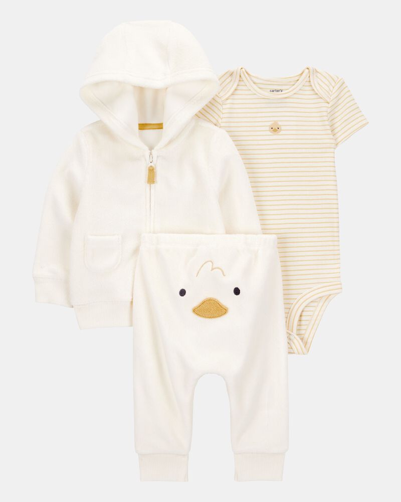 Baby 3-Piece Duck Little Cardigan Set, image 1 of 6 slides