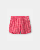 Girls Ruffle-Trim Gingham Shorts - Red, image 2 of 4 slides