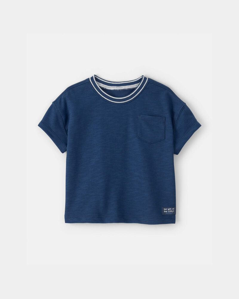 Toddler Boy French Terry Pocket T-Shirt - Blue, image 1 of 4 slides
