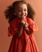 Toddler Girl Ruffle Collar Flowy Dress - Orange, image 6 of 6 slides