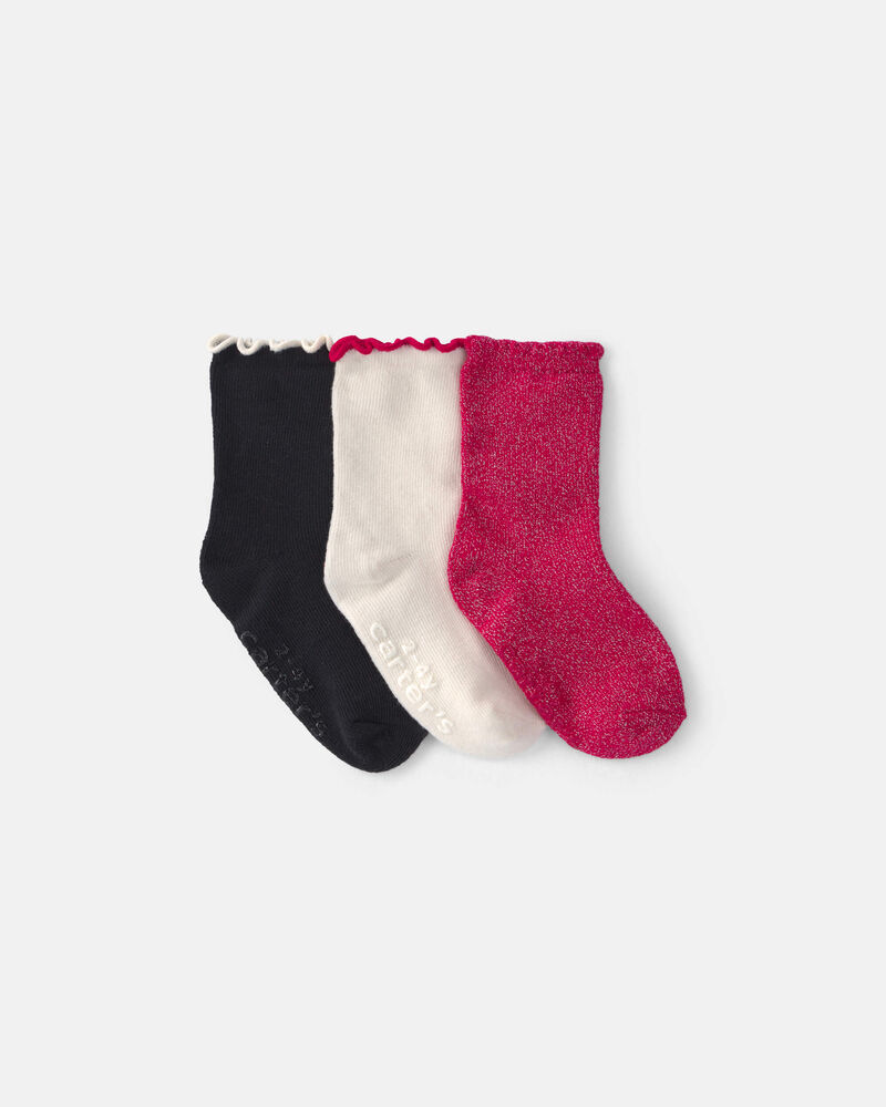 Tout-petit fille - Emballage 3 paires de chaussettes de No&euml;l - Rouge/Blanc/Noir, image 1 sur 1 diapositives